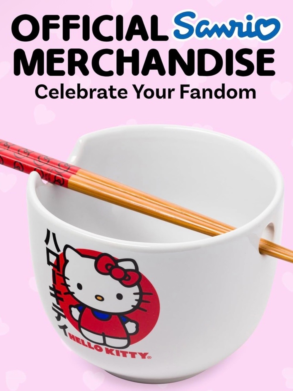 Hello Kitty White Ceramic Bowl with Red and Pink Graphics - Picture 5 of 6